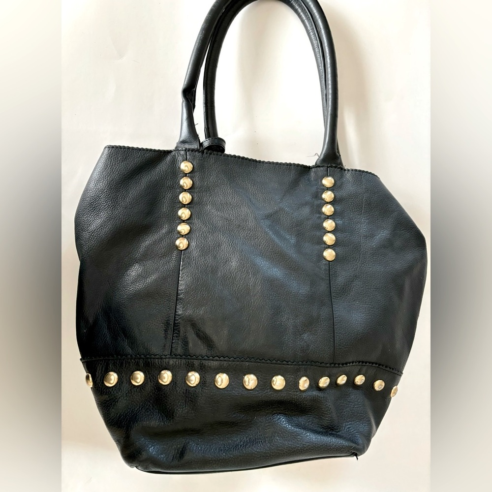 Emma Fox Studded Black Leather Tote Bag